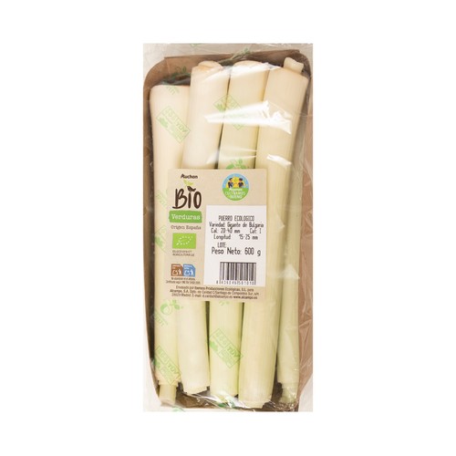 Puerros ecológicos ALCAMPO PRODUCCIÓN CONTROLADA ECOLÓGICO 600 g.