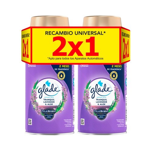GLADE Recambio automático spray lavanda 2 x 1, 269 ml.