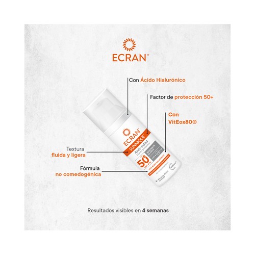 ECRAN Sunnique Protector solar facial con acción antiedad y FPS 50+ ( muy alto) 50 ml.