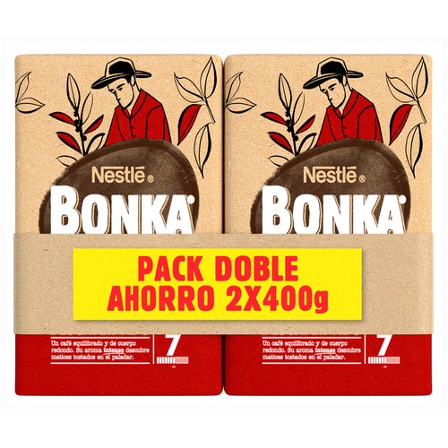 BONKA Café molido descafeinado pack 2 uds. de 400 g.