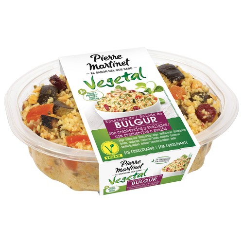 PIERRE MARTINET Ensalada de Bulgur, lentejas, sémola de trigo, tomate, calabacín, arándanos, avellanas y semillas de calabaza PIERRE MARTINET Vegetal 200 g.