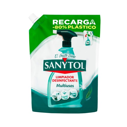 SANYTOL Recarga de limpiador desinfectante multiusos aroma eucalipto 750 ml.