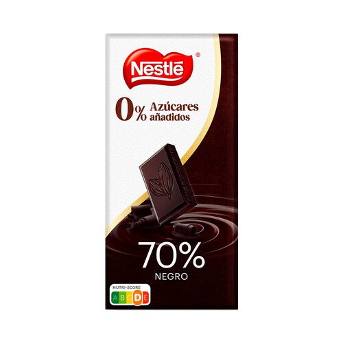 NESTLÉ Chocolate negro 70% cacao sabor intenso sin azúcares añadidos 125 g.
