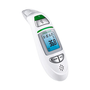 Termómetro digital 6 en 1 MEDISANA TM 750, oído para bebés, frente, alarma visual, función memoria.