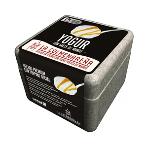 LA COLMENAREÑA Tarrina de helado artesano de yogur con salsa de mango, elaborado con leche fresca de Madrid 500 ml.