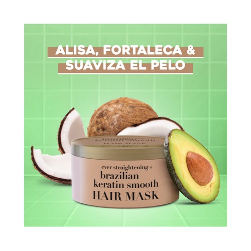 OGX Mascarilla capilar con keratina de Brasil, para cabellos rizados o encrespados 300 ml.