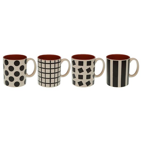 Mug gres 9,6x8x8,2cm, Black&White surtido. VERSA