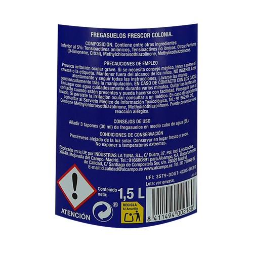 PRODUCTO ALCAMPO Fregasuelos aroma colonia 1,5 l.