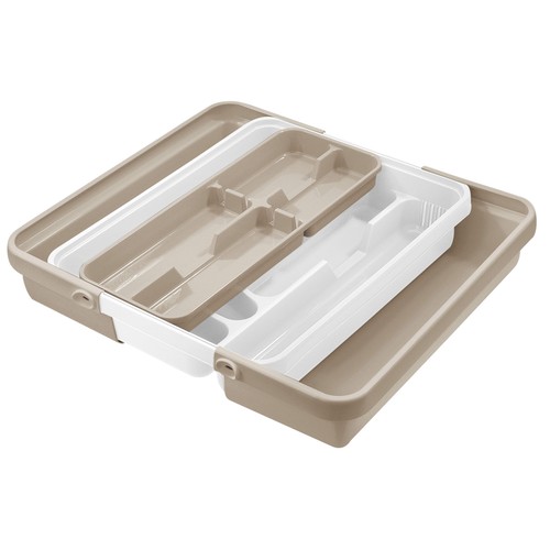 Cubertero extensible 31,7-55 X 42,8cm, color blanco y beige, ACTUEL.
