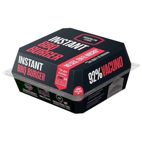 BROOKLYN TOWN Instant Hamburguesa barbacoa con un 92% carne de vacuno 210 g.