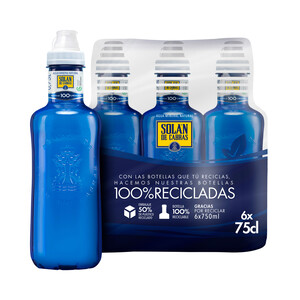 Imagen de SOLAN DE CABRAS Agua mineral, tapón sport  botella de 75 cl. pack de 6 uds.