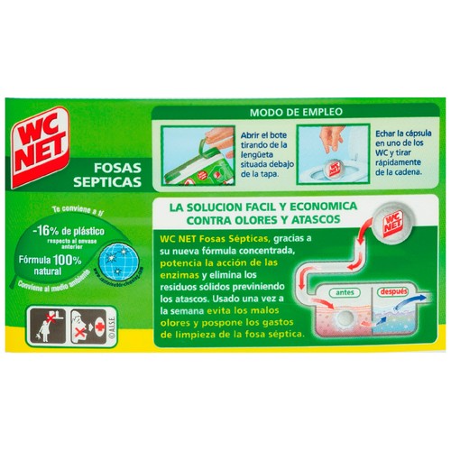 WC NET Desatascador de fosas sépticas 20 bolsas 360 gr,