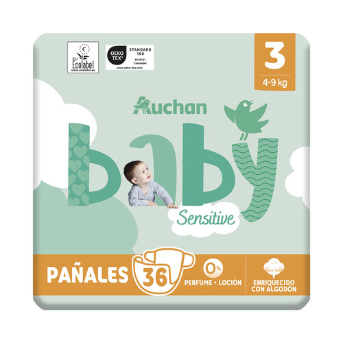 PRODUCTO ALCAMPO Baby sensitive Pañales talla 3 (4-9 kg) 36 uds.