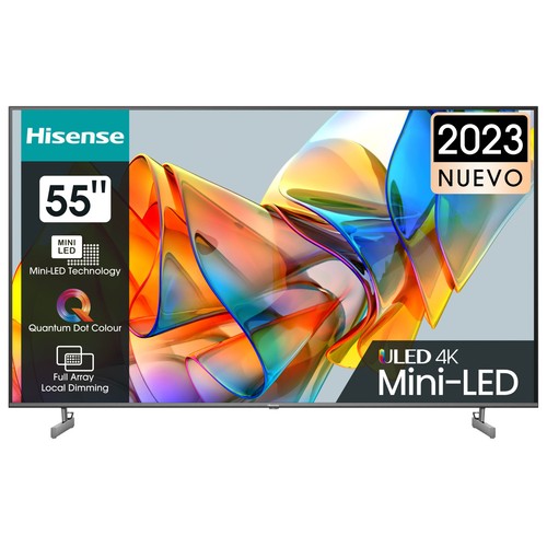 Televisión 139,7 cm (55") MINI LED HISENSE 55U6KQ 4K, HDR10+, SMART TV, WIFI, BLUETOOTH, TDT HD, USB reproductor, 3HDMI, 60HZ.