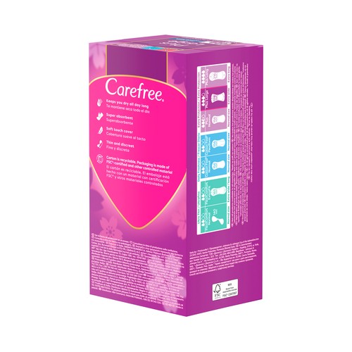 CAREFREE Salvaslips (protegeslips) extra largos y super absorbentes con fragancia ligera 36 uds.