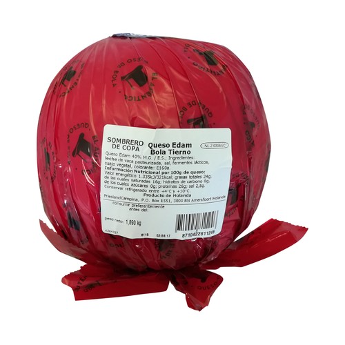 SOMBRERO DE COPA Queso bola Edam tierno de bola, cuña.