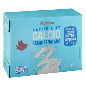 precios Auchan Leche Semidesnatada De Vaca, Enriquecida Con Calcio 6 X 1 L Producto Alcampo. en Alcampo