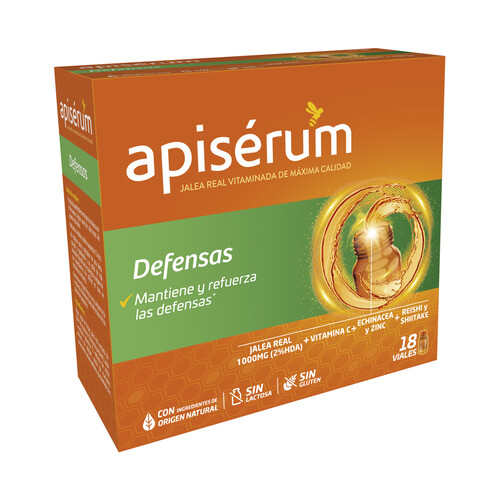 APISÉRUM Complemento alimenticio a base de jalea real vitaminada en cómodos viales APISÉRUM Defensas 18 uds.
