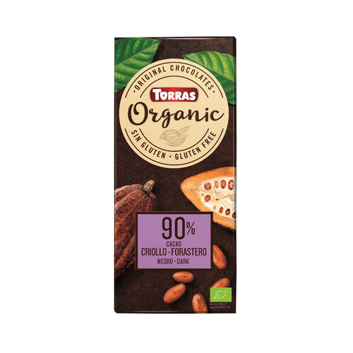 TORRAS Chocolate negro Organic ecológico ( 90% cacao) TORRAS 100 g.