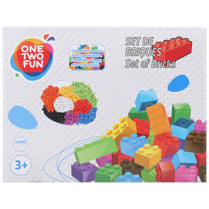Set de 1000 piezas de construcciones encajables de colores, ONE TWO FUN ALCAMPO.