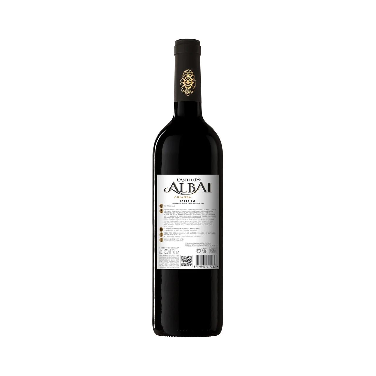 CASTILLO DE ALBAI Vino tinto crianza con D.O. Ca. Rioja botella 75 cl.
