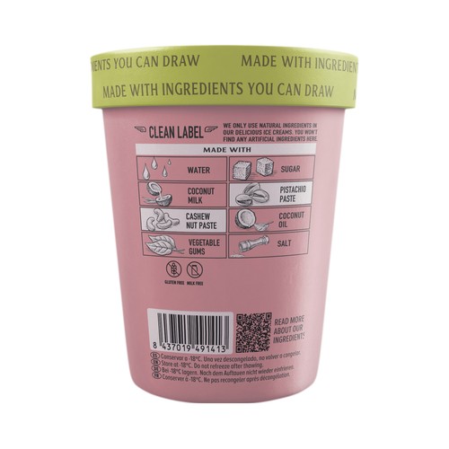 PINK ALBATROSS Tarrina de helado 100% vegetal con pistacho 480 ml.