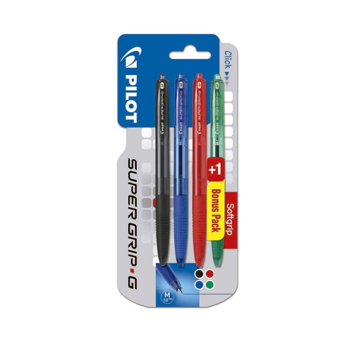 4 bolígrafos Super Grip, varios colores, PILOT.
