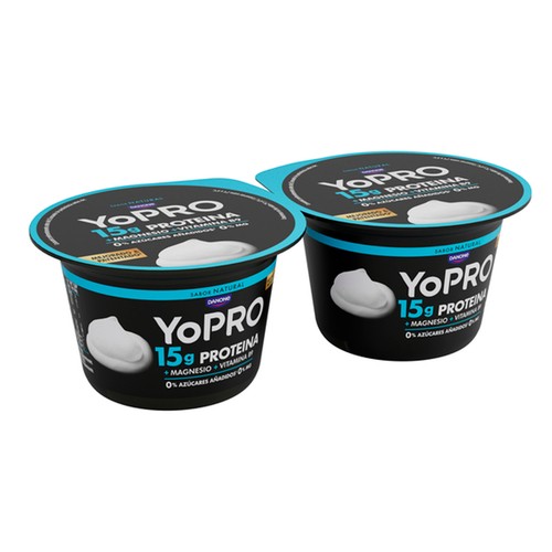 YOPRO de Danone Leche fermentada con proteínas y sin azúcares añadidos ni grasa 2 x 80 g.