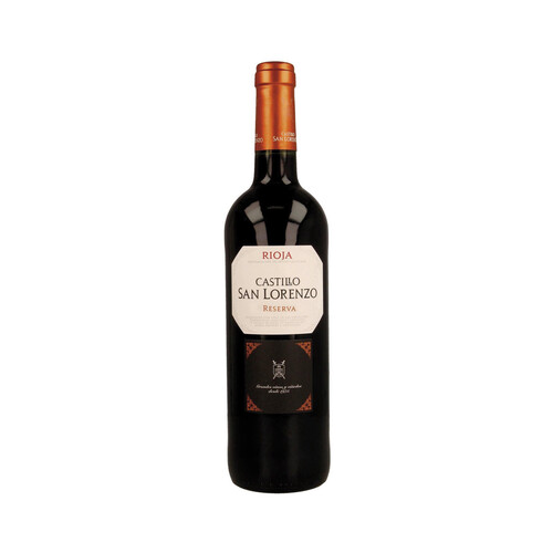 Vino tinto reserva con denominación de origen Rioja CASTILLO SAN LORENZO botella de 75 cl.