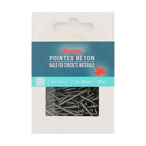 Clavos para hormigón de 2 x 30 mm, 100 grs, ALCAMPO.