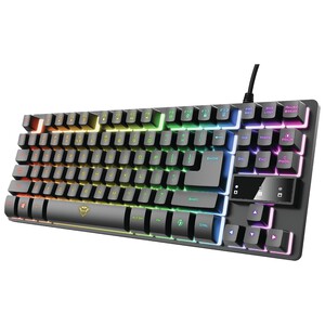 Teclado gaming TRUST GXT 833 Thado TKL, metálico, iluminación led, 12 teclas multimedia, modo juego.