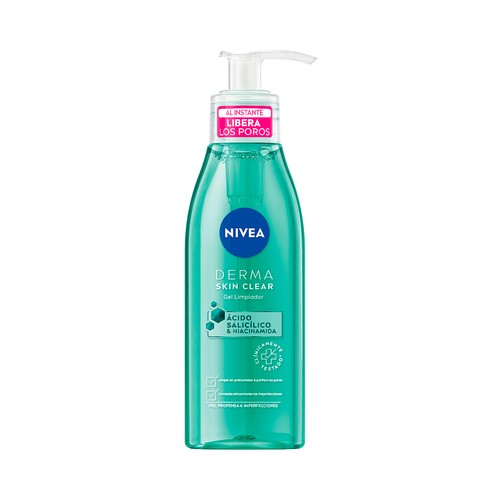 NIVEA Derma skin clear Gel limpiador con ácido Salicílico y Niacinamida, para pieles propensas a las imperfecciones  150 ml.