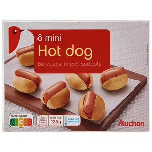 AUCHAN Mini hot dogs 8 uds. 125 g Producto Alcampo.