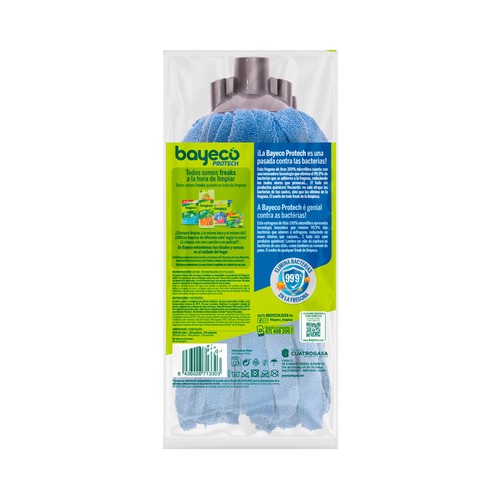 BAYECO Protech Recambio fregona con tiras de microfibra 100% y acción anti bacterias.