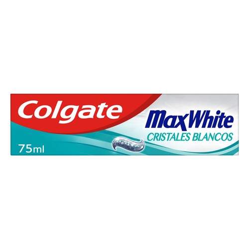 COLGATE Max white Pasta de dientes blanqueadora con cristales blancos 75 ml.
