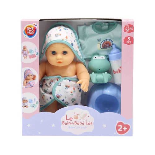 Bebe 23Cm Con Accesorios De Baño y Cuidados ONE TWO FUN ALCAMPO