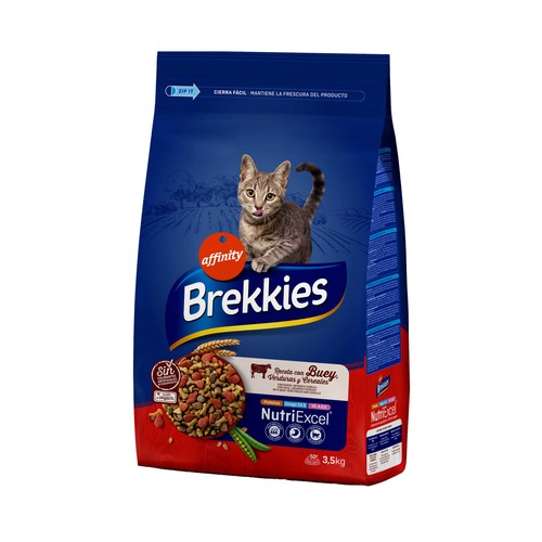 BREKKIES Alimento para gatos seco con buey, verduras y cereales 3,5 kg