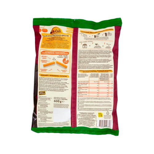 McCAIN Julienne Patatas con corte fino, prefritas y ultracongeladas, para hacer en freidora de aire  600 g.