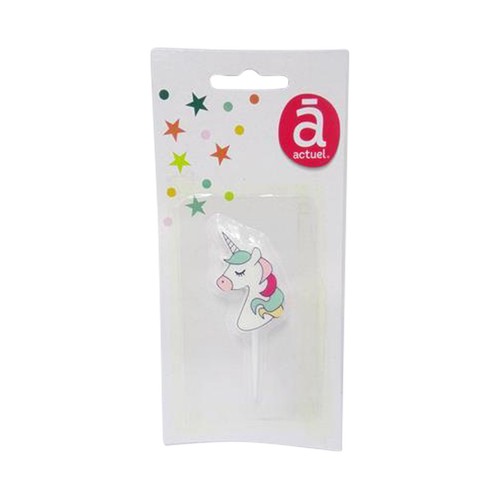 Vela de cumpleaños decorativa con forma de unicornio, ACTUEL.