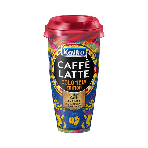 Bebida de café arábica de colombia con un toque de leche fresca KAIKU Caffe latte Edición Colomiba 230 ml.