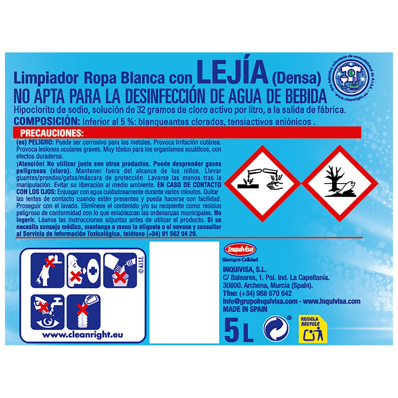 Lejía ropa blanca perfumada 5 l.