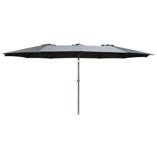 Parasol doble IKUNIK de 455x270x240cm, en acero y poliéster, color gris.