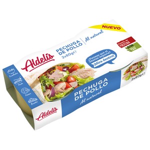 Pechuga de pollo, conserva al natural 2 x 80 g.