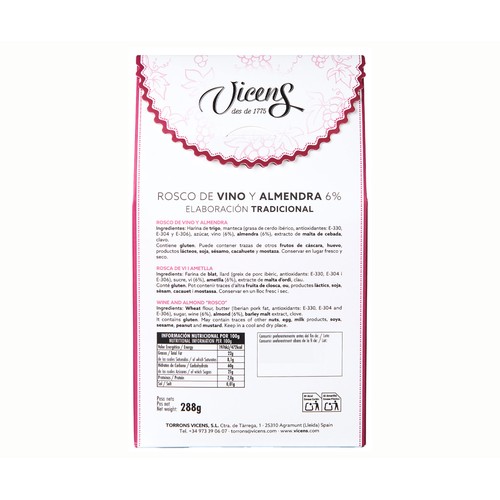 VICENS Rosco de vino y almendra 288 g.
