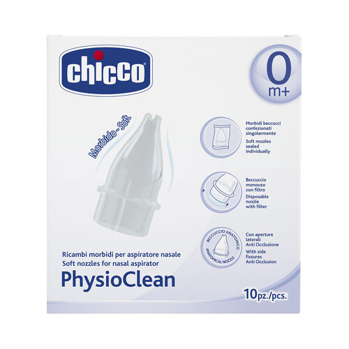 CHICCO Physoclena Recambios blandos desechables y con filtro absorbente para aspitador nasal 10 uds.