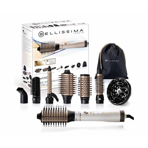 Moldeador de aire caliente BELLISSIMA Air Wonder, cerámico y Keratina, tecnología Iónica, 8 accesorios.