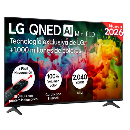 Televisión 139,7 cm (55") QNED MINILED LG 55QNED70B6C, 4K, Dolby digital plus, WebOS, Bluetooth 5.2, USB, 3HDMI, color negro, 60Hz