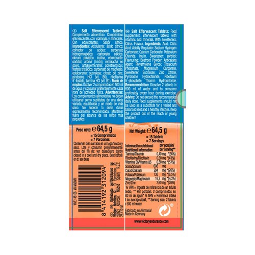WEIDER Comprimidos efervescentes con vitaminas y minerales sabor cítrico 15 uds.