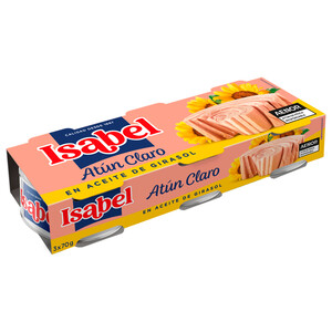 Imagen de ISABEL Atún claro en aceite de girasol alto oleico pack 3 uds. x 52 g.