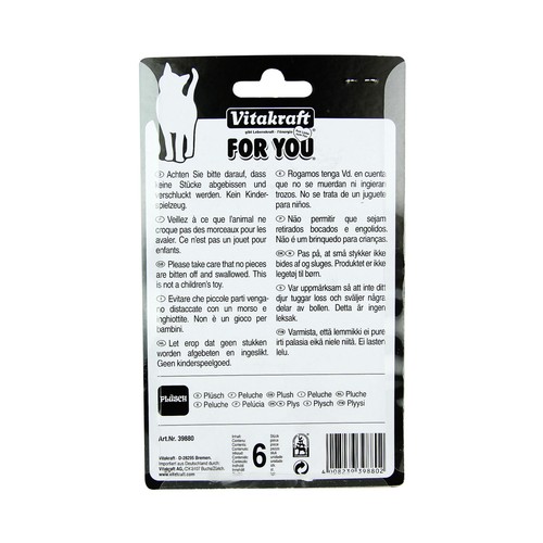 VITAKRAFT Ratones de felpa para gatos VITAKRAFT 6 uds.